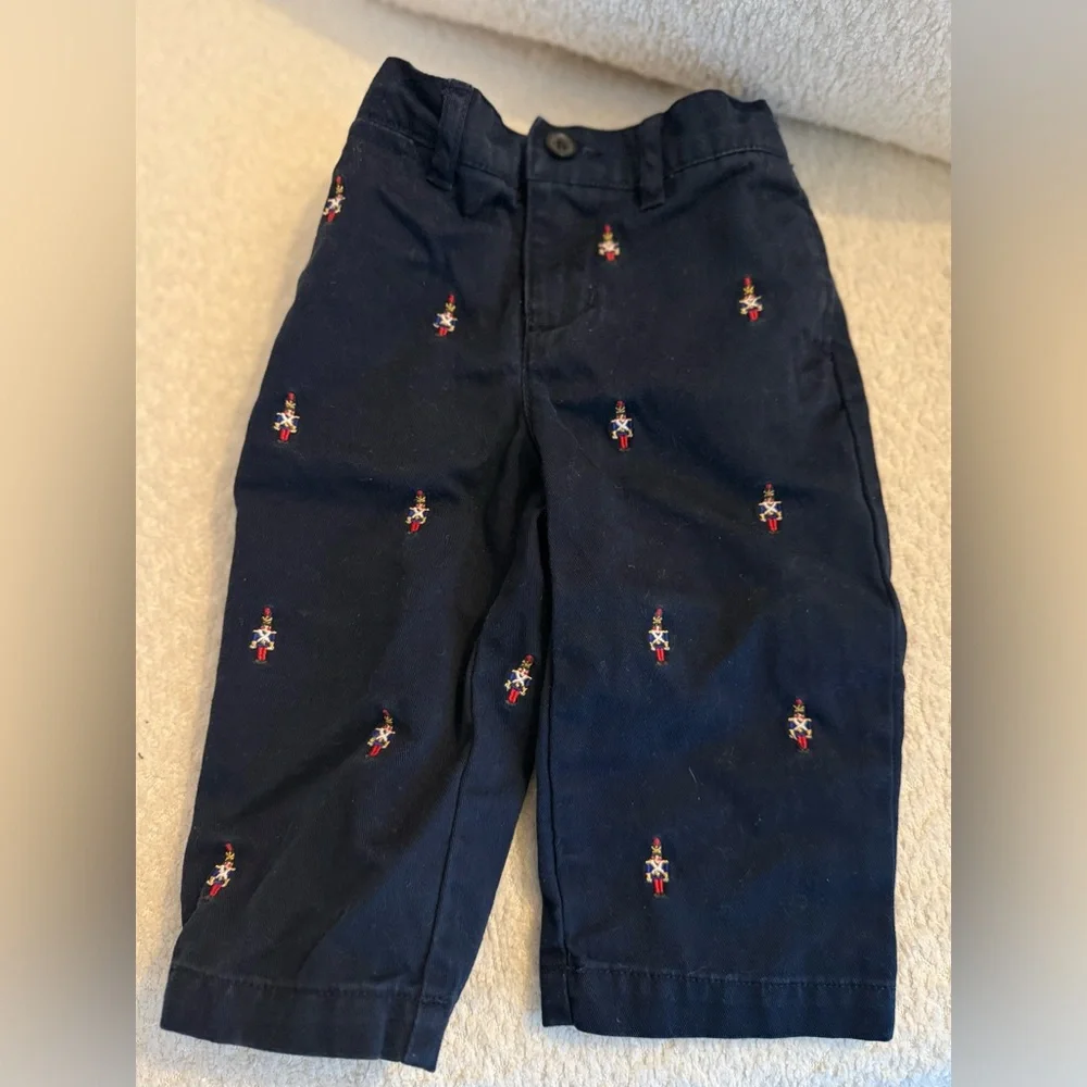 Ralph Lauren Baby Boys‎ Nutcracker Pants 9M Navy Holiday Embroidered
